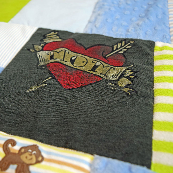Quilt made from baby clothes