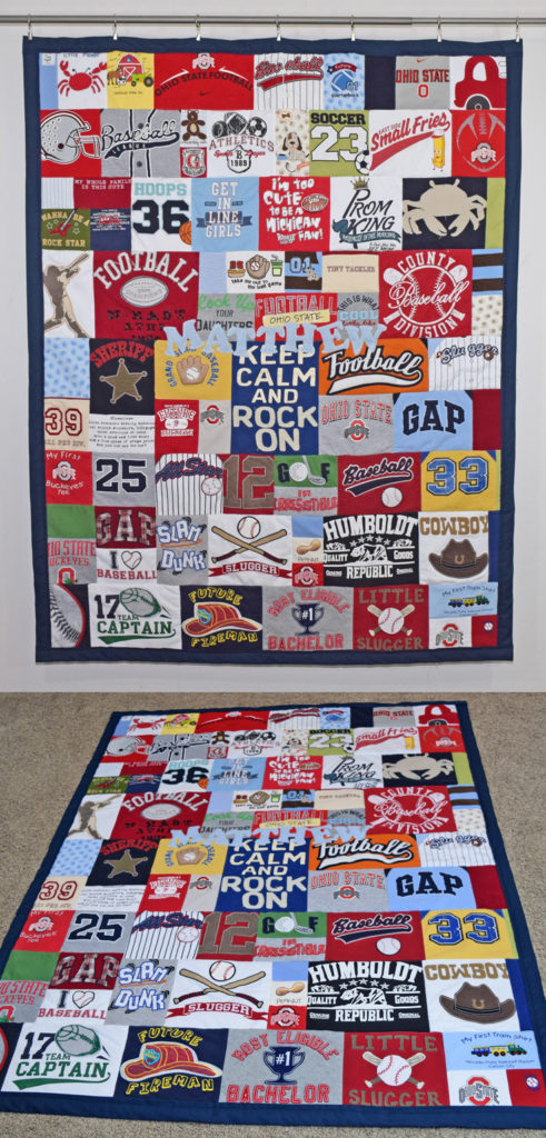Check out this adorable baby t-shirt quilt from JellyBeanQuilts.com! #babyclothesquilt #tshirtquilt