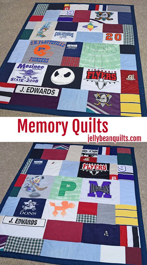 Memory quilts from Jelly Bean Quilts are a great way to preserve the memories! 