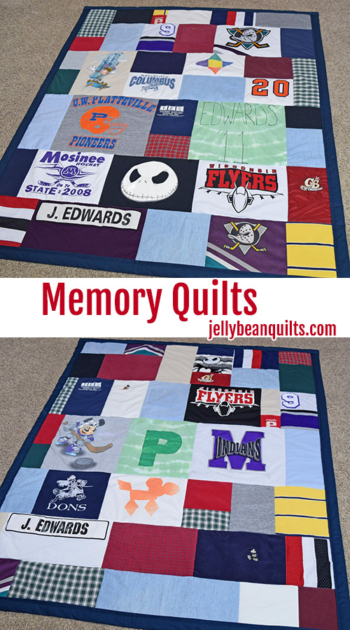 Memory quilts from Jelly Bean Quilts are a great way to preserve the memories!